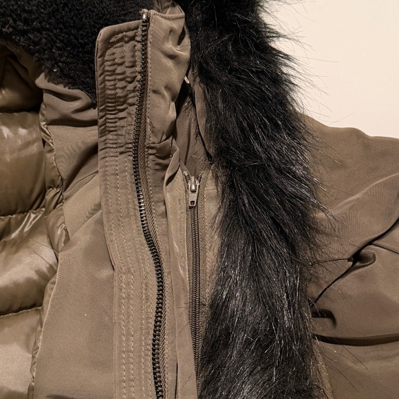 Donna Karan New York Jacket Womens Sz S Faux Fur Hooded Goose Down Parka Green - Picture 7 of 11